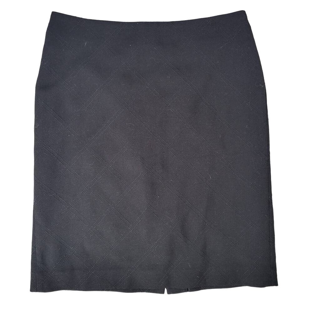 Anne Klein Black Quilted Stitch Pencil Skirt Womens Size 2 Knee Length Career
